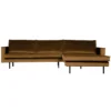 BePureHome Rodeo Velvet Met Chaise Longue Rechts Honing Geel