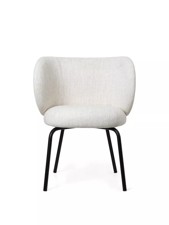 Ferm Living Rico Eetkamerstoel Met Zwart Onderstel Bouclé Sand 6 Ferm Living Rico Eetkamerstoel Met Zwart Onderstel Bouclé Sand - Afbeelding 4