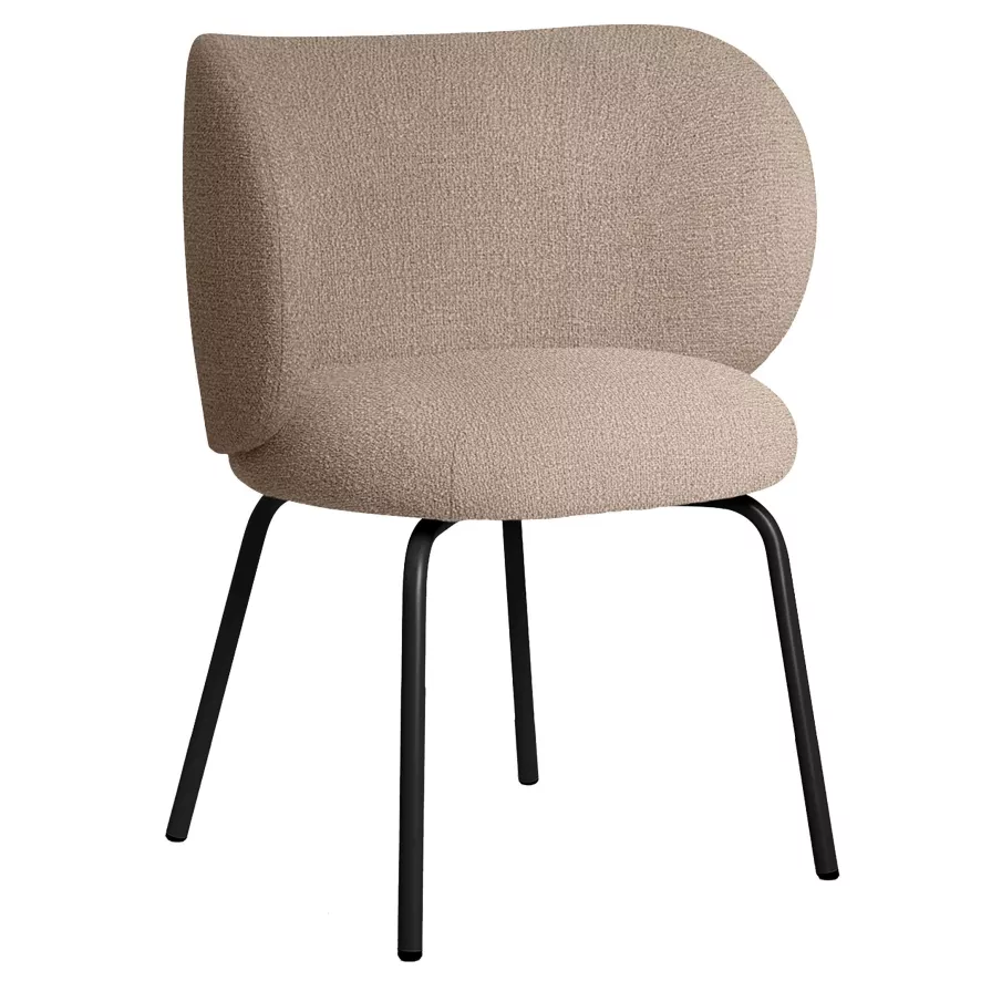 Ferm Living Rico Eetkamerstoel Met Zwart Onderstel Bouclé Sand 3 Ferm Living Rico Eetkamerstoel Met Zwart Onderstel Bouclé Sand