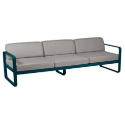 Fermob Bellevie 3-zits Loungebank Kussen Grey Taupe Acapulco Blue