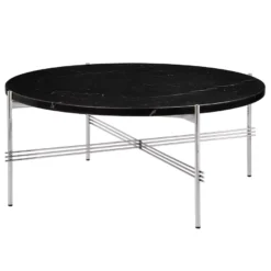 Gubi TS Salontafel 80 Polished Steel Black Marquina Marble