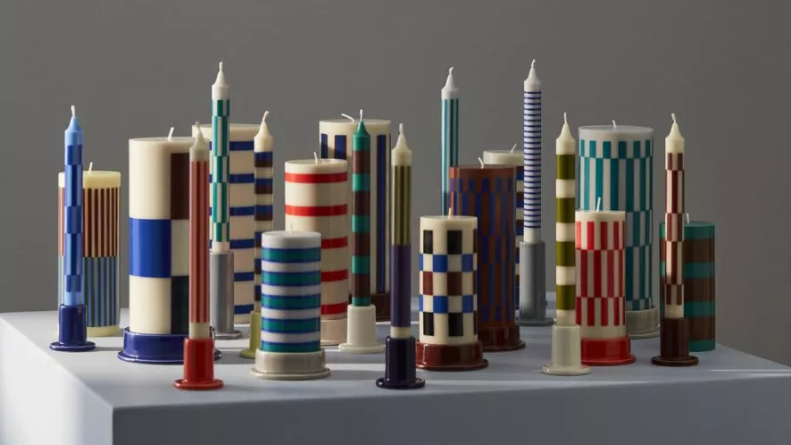 Hay Column Kaars Small Light Grey, Blue And Green 8 Hay Column Kaars Small Light Grey, Blue And Green - Afbeelding 6