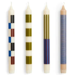 Hay Pattern Kaarsen Set Van 4 Off-White, Army And Blue