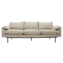 HKliving Retro Bank 3-zits Wafer/cream