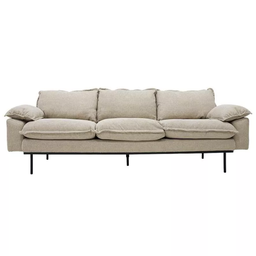 HKliving Retro Bank 3-zits Wafer/cream 3 HKliving Retro Bank 3-zits Wafer/cream