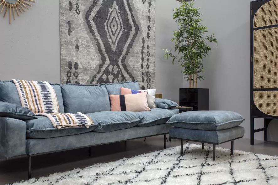 HKliving Retro Bank 3-zits Wafer/cream 4 HKliving Retro Bank 3-zits Wafer/cream - Afbeelding 2