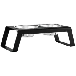 MiaCara Desco Hondenvoerbak Medium Aluminium Zwart