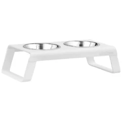 MiaCara Desco Kattenvoerbak Aluminium Wit