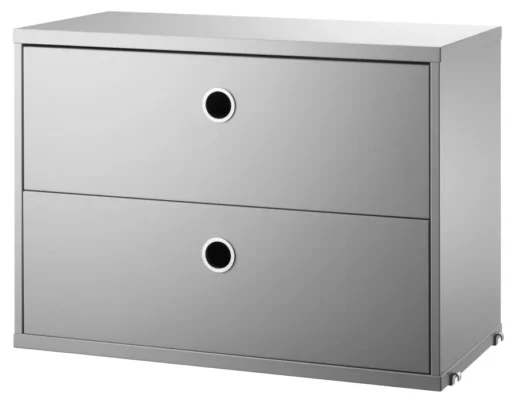 String Furniture Cabinet With Two Drawers 58 X 30 X 42 Cm Grijs