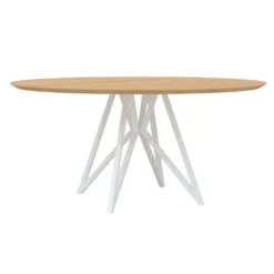 Studio HENK Butterfly Quadpod Tafel 140, Wit Frame, Hardwax Light 3041, Verjongd Afgerond
