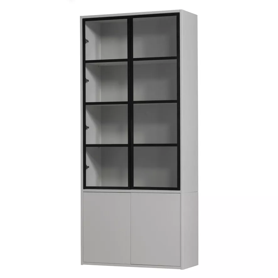 Vtwonen Basic Vitrinekast 4-deurs Mist 3 Vtwonen Basic Vitrinekast 4-deurs Mist